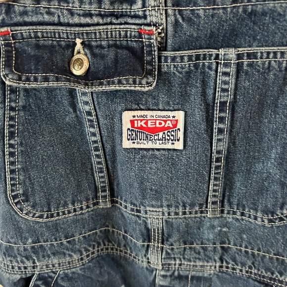 Women's Vintage IKEDA Medium Blue Denim Overalls w/Distressing & Wear - Picture 4 of 11